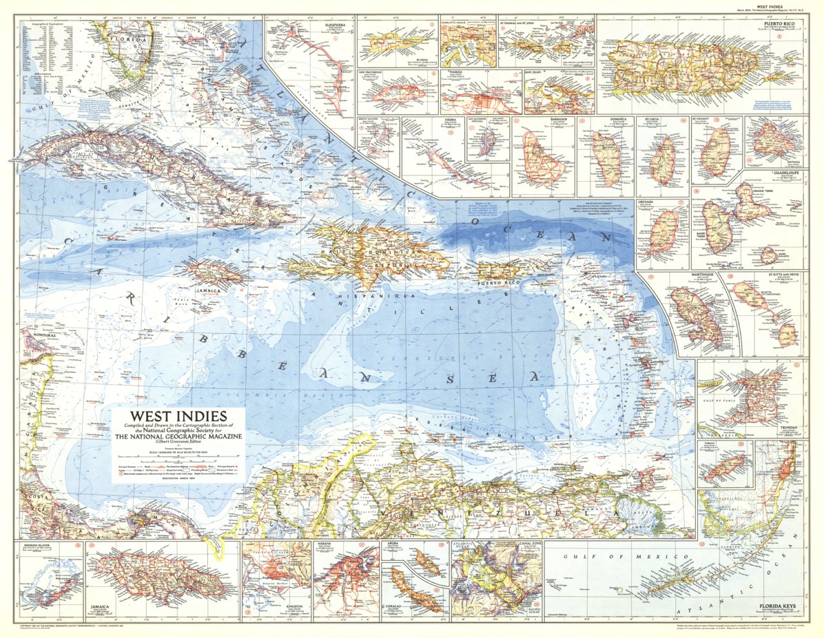 West Indies 1954 Map by National Geographic | Avenza Maps