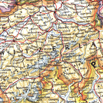 National Geographic Western Europe 1950 digital map