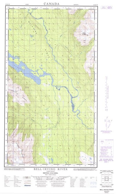 Natural Resources Canada Bell-Irving River West, BC (104A06 CanMatrix) digital map