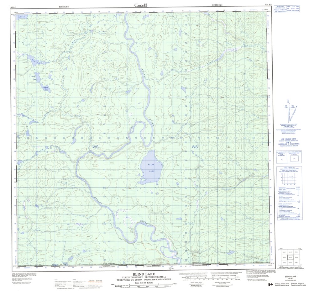 Blind Lake, BC (105A01 CanMatrix) Map by Natural Resources Canada ...