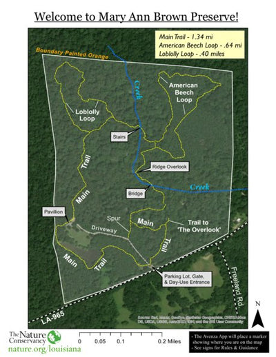 Nature Conservancy of LA Mary Ann Brown Preserve Trail Map digital map