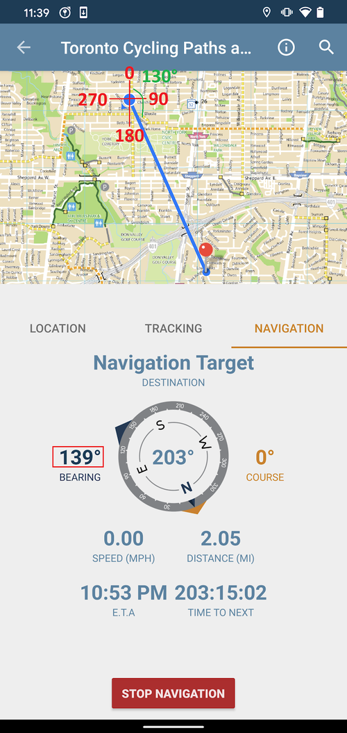 Navigation in the Avenza Maps App