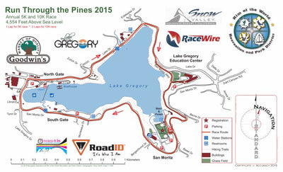 Navigation Standard & The Adventure Conservancy Run Through The Pines 5k/10K | Crestline-CA | Official Race Map | 1:7K digital map