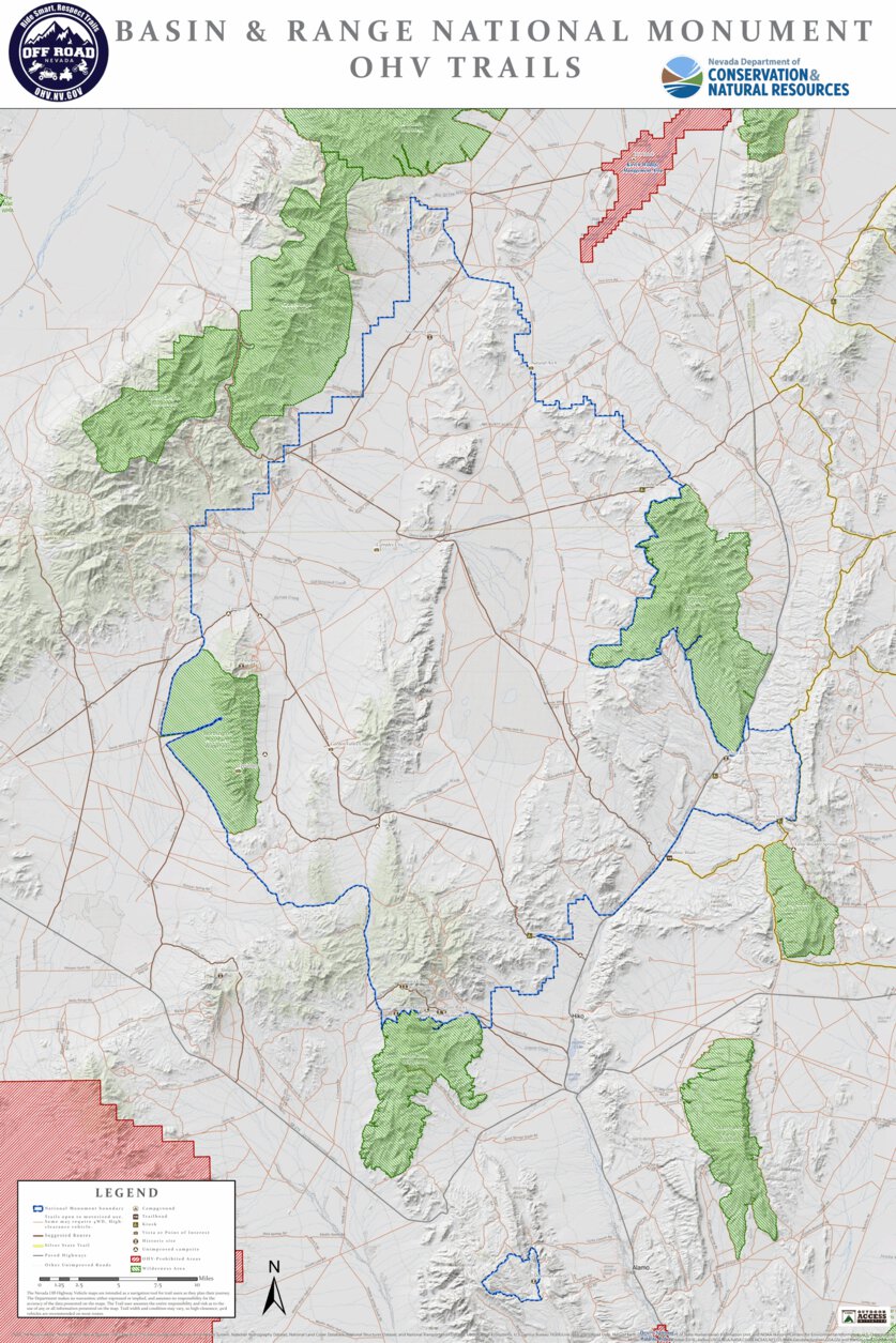 Basin and Range National Monument OHV Trails Map by Nevada