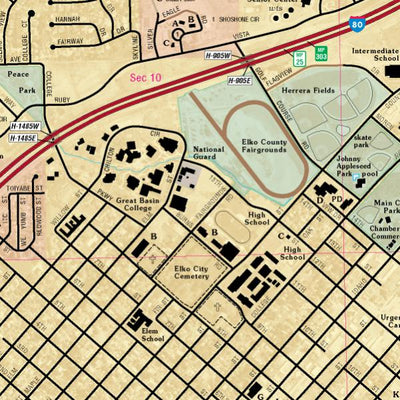 Nevada Department of Transportation Elko Area Map digital map