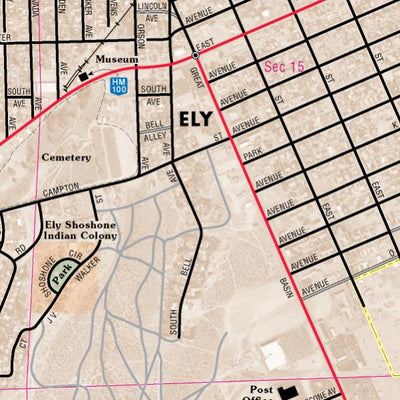 Nevada Department of Transportation Ely Area Map digital map