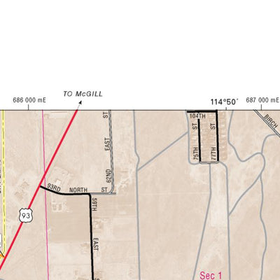 Nevada Department of Transportation Ely Area Map digital map