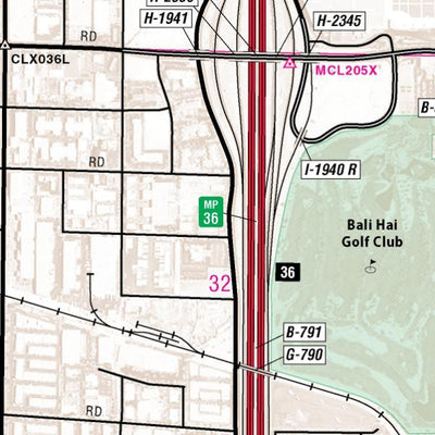 Nevada Department of Transportation Las Vegas Strip Area Map digital map