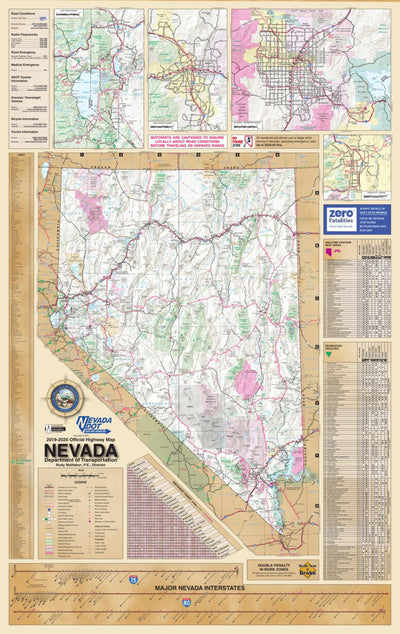 Nevada Department of Transportation Official Nevada Highway Map 2019-2020 digital map