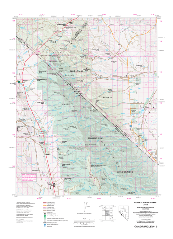 Quad 0909 - Dyer Map by Nevada Department of Transportation