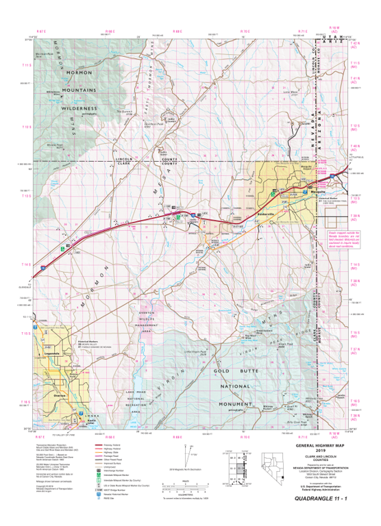 Quad 1101 - Mesquite Map by Nevada Department of Transportation