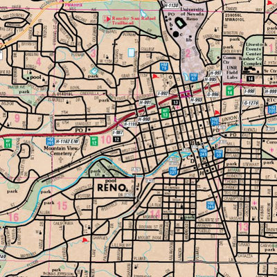 Nevada Department of Transportation Reno Area Map digital map