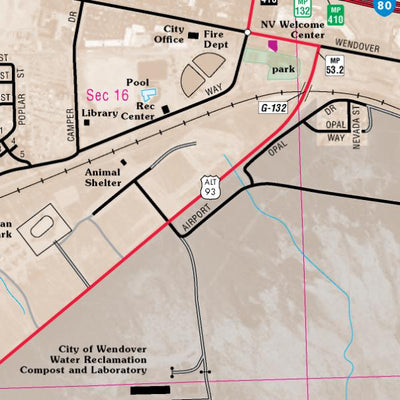 Nevada Department of Transportation Wendover Area Map digital map