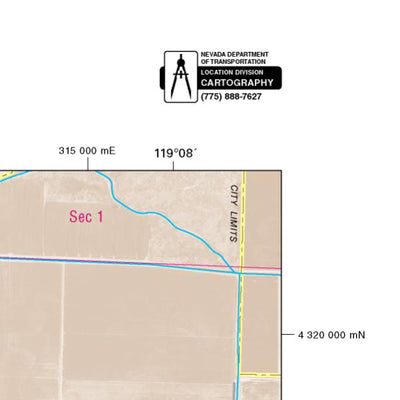 Nevada Department of Transportation Yerington Area Map digital map