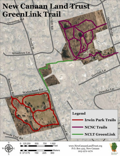 New Canaan Land Trust New Canaan Land Trust: GreenLink Trail (Nature Center to Irwin Park) digital map