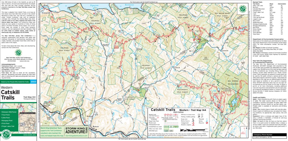 Catskill Trails Map, Catskills Park NY