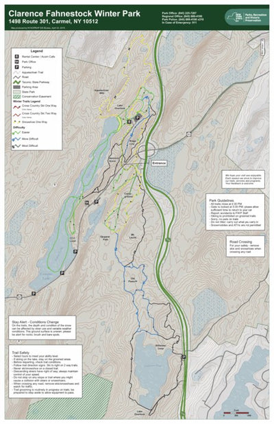 New York State Parks Clarence Fahnestock State Park Winter Trail Map digital map