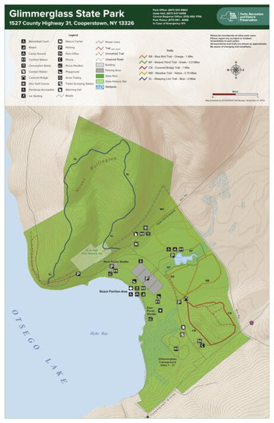 New York State Parks Glimmerglass State Park Trail Map digital map