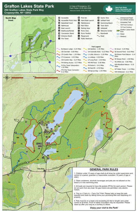 Grafton Lakes State Parks Trail Map by New York State Parks | Avenza Maps