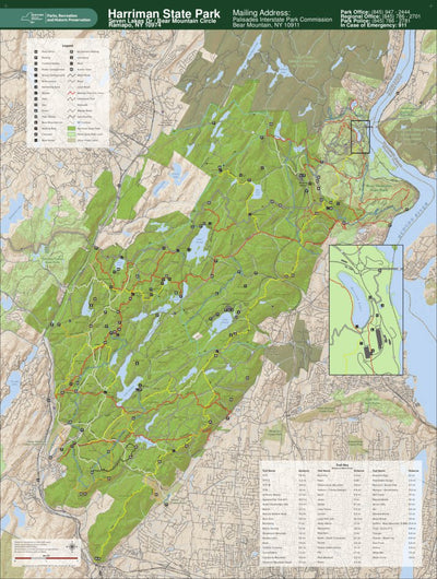 New York State Parks Harriman State Park Trail Map digital map