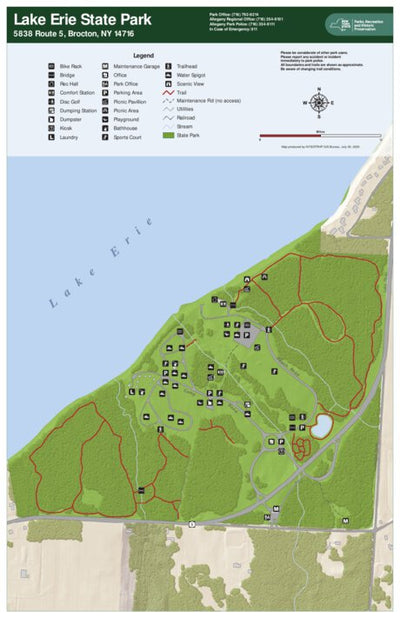 New York State Parks Lake Erie State Park Trail Map digital map