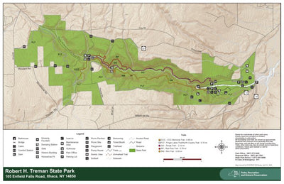 New York State Parks Robert H Treman State Park Trail Map digital map