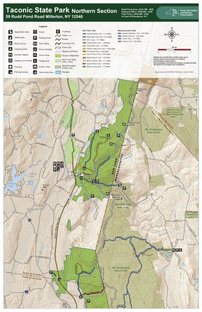 New York State Parks Taconic State Park Trail Map North digital map