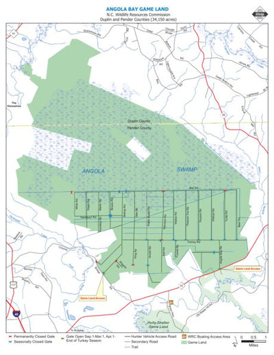 North Carolina Wildlife Resources Commission Angola Bay Game Land digital map