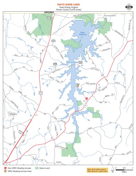 Mayo Game Land Map by North Carolina Wildlife Resources Commission ...