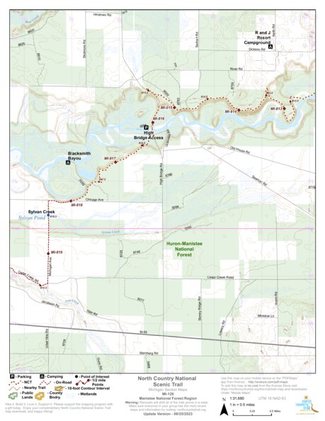 North Country Trail Association NCT MI-129 digital map