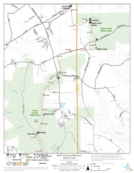 North Country Trail Association NCT PA-029 digital map