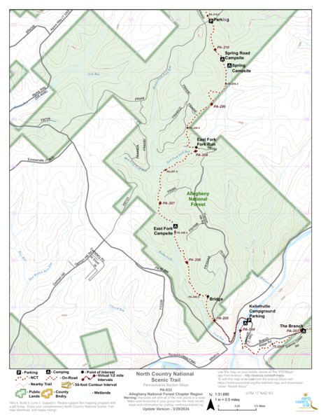 North Country Trail Association NCT PA-033 digital map