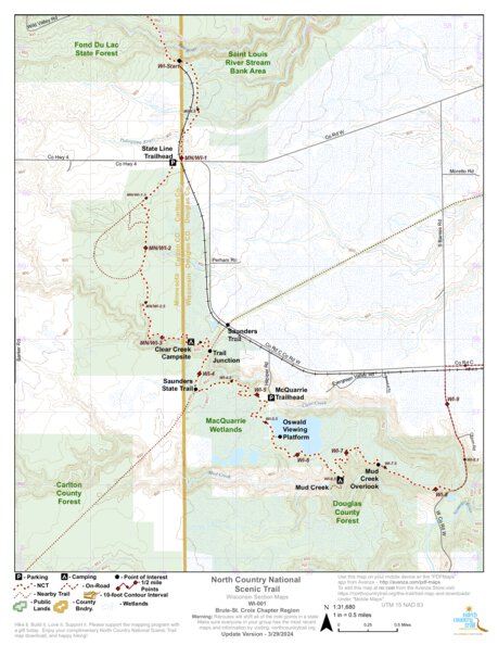 North Country Trail Association NCT WI-001 digital map
