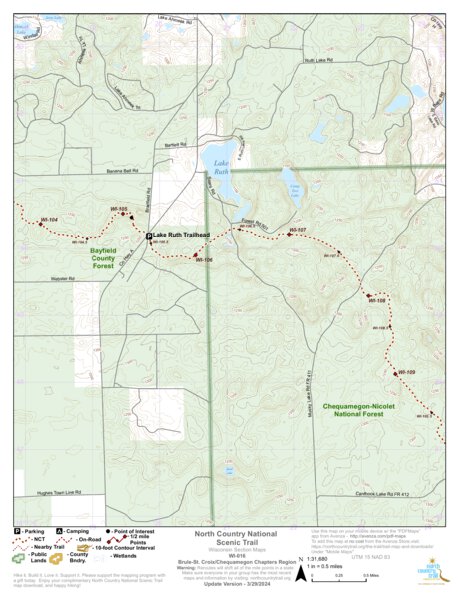 North Country Trail Association NCT WI-016 digital map