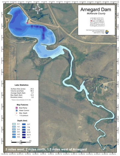 North Dakota Game and Fish Department Arnegard Dam - McKenzie County digital map