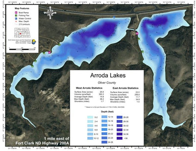 North Dakota Game and Fish Department Arroda Lakes West and East - Oliver County digital map