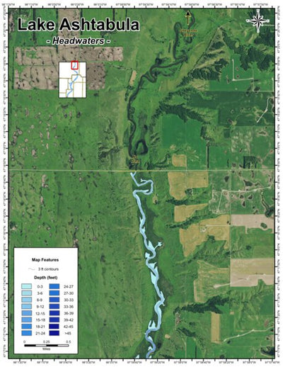 North Dakota Game and Fish Department Ashtabula, lake - Headwaters Area digital map