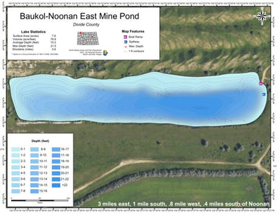 North Dakota Game and Fish Department Baukol - Noonan East Mine Pond - Divide County digital map