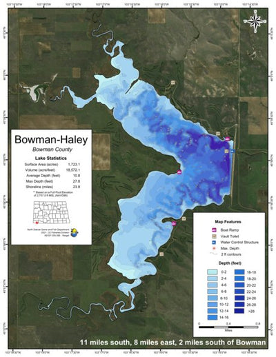 North Dakota Game and Fish Department Bowman Haley Dam - Bowman County digital map