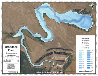 North Dakota Game and Fish Department Braddock Dam - Emmons County digital map