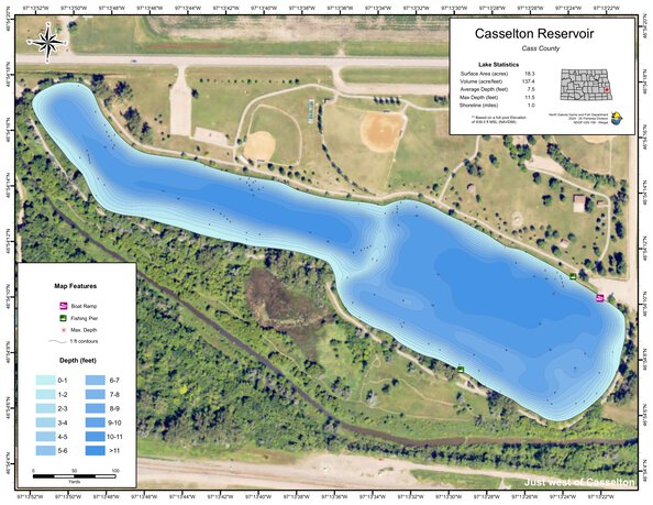 Casselton Reservoir - Cass County Map by North Dakota Game and Fish ...