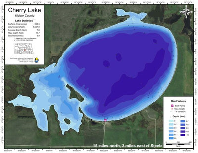 North Dakota Game and Fish Department Cherry Lake - Kidder County digital map