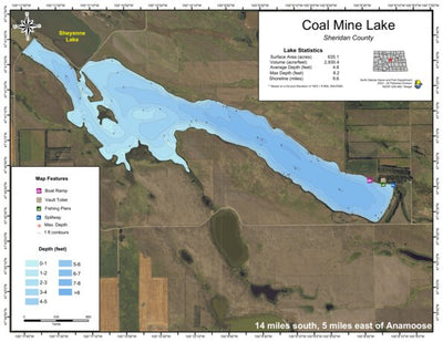 North Dakota Game and Fish Department Coal Mine Lake - Sheridan County digital map