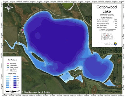 North Dakota Game and Fish Department Cottonwood Lake - McHenry County digital map