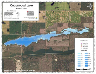 North Dakota Game and Fish Department Cottonwood Lake - Williams County digital map
