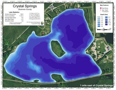 North Dakota Game and Fish Department Crystal Springs Lake - Stutsman County digital map