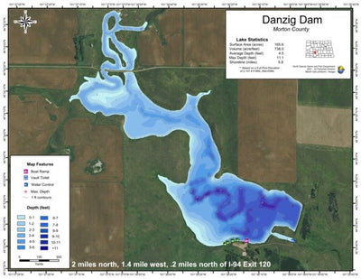 North Dakota Game and Fish Department Danzig Dam - Morton County digital map