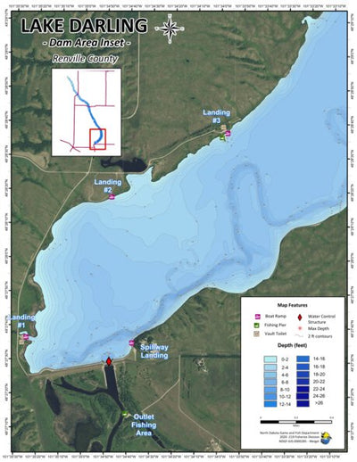 North Dakota Game and Fish Department Darling, Lake - Area around the Dam digital map