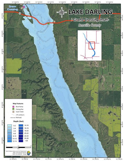 North Dakota Game and Fish Department Darling, Lake - Grano Landing Area digital map