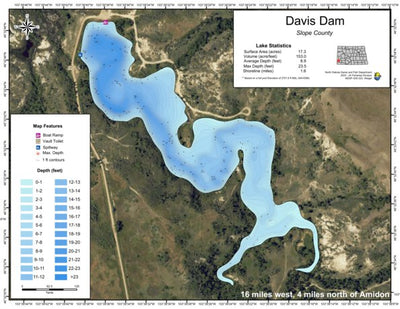 North Dakota Game and Fish Department Davis Dam - Slope County digital map